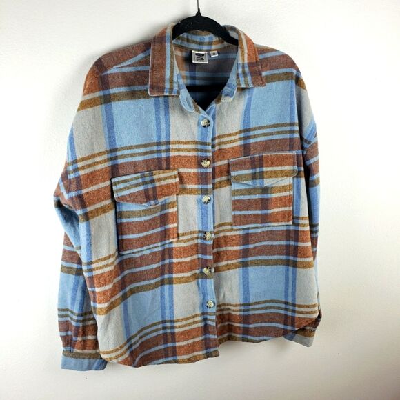 Women's Ford Blue Brown Plaid Ford Bronco Graphic Button Up Shirt Size XXL - Picture 3 of 10